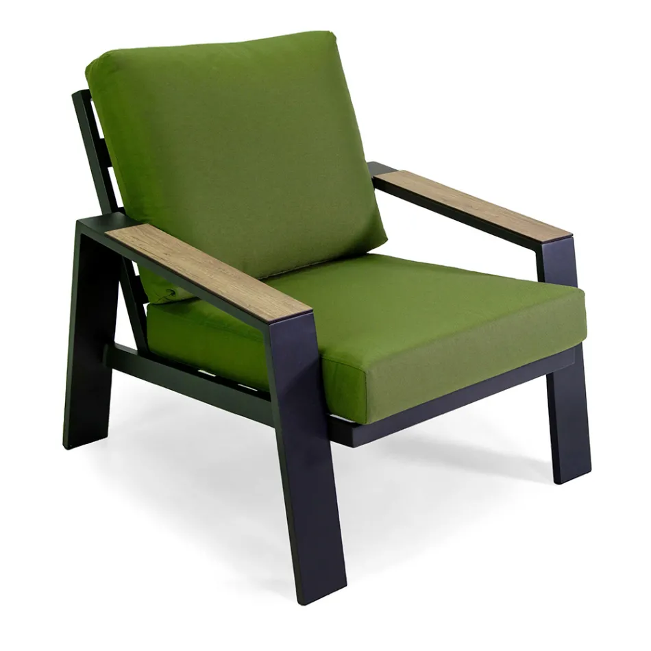 Outdoor-Wohnzimmer bestehend aus 1 Sofa, 2 Sesseln und 1 Couchtisch - Righello Viadurini