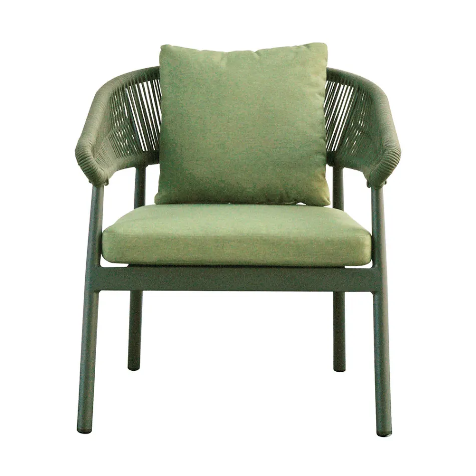 Outdoor-Wohnzimmer mit Kissen und abgerundeten Armlehnen - Zenith Viadurini