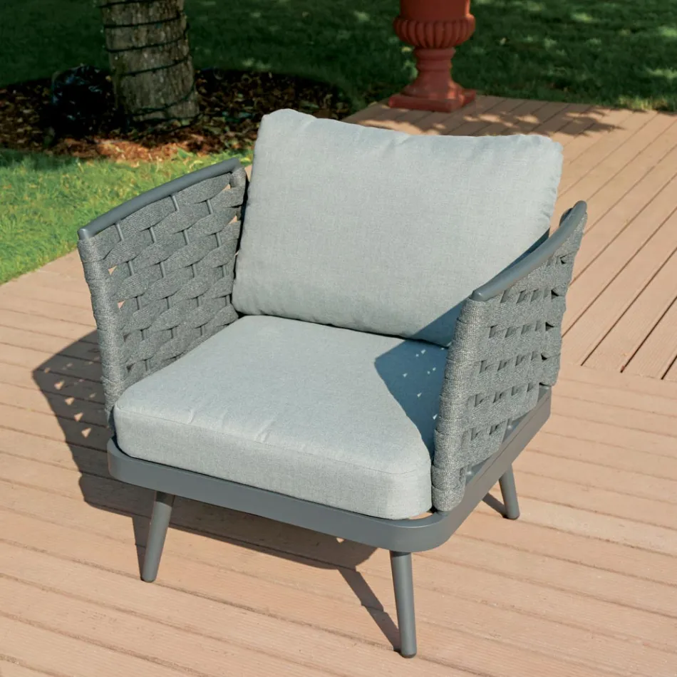 Outdoor-Wohnzimmer mit Aluminium-Couchtisch in verschiedenen Farben - Harmony Viadurini