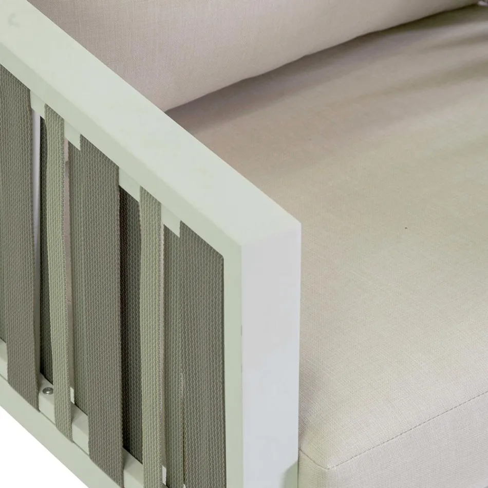 Outdoor Lounge aus weißem Aluminium und cremefarbenen Polstern - Relaz Viadurini