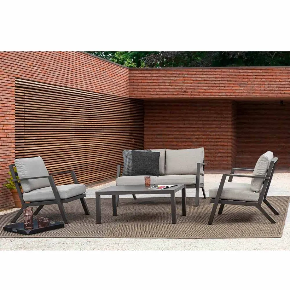Outdoor Lounge aus Aluminium mit Kissen aus Stoff - Armonia Viadurini