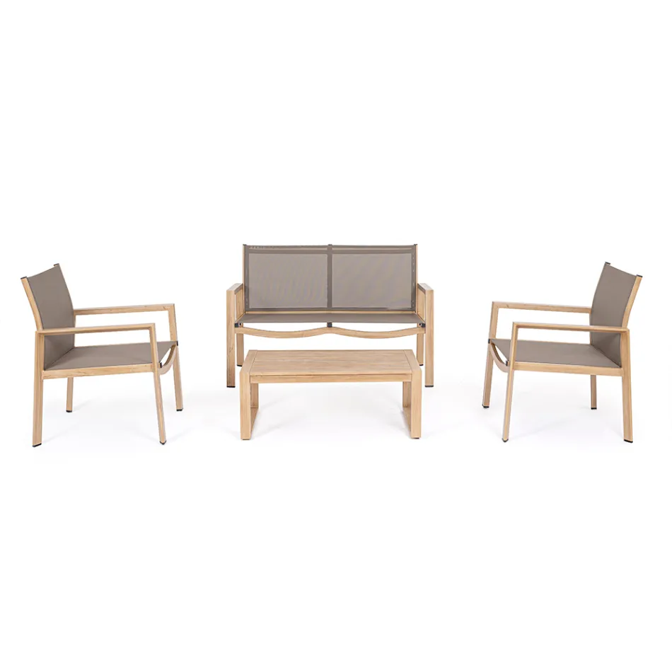 Gartenlounge mit 1 Sofa, 2 Sesseln und 1 Couchtisch - Plan Viadurini