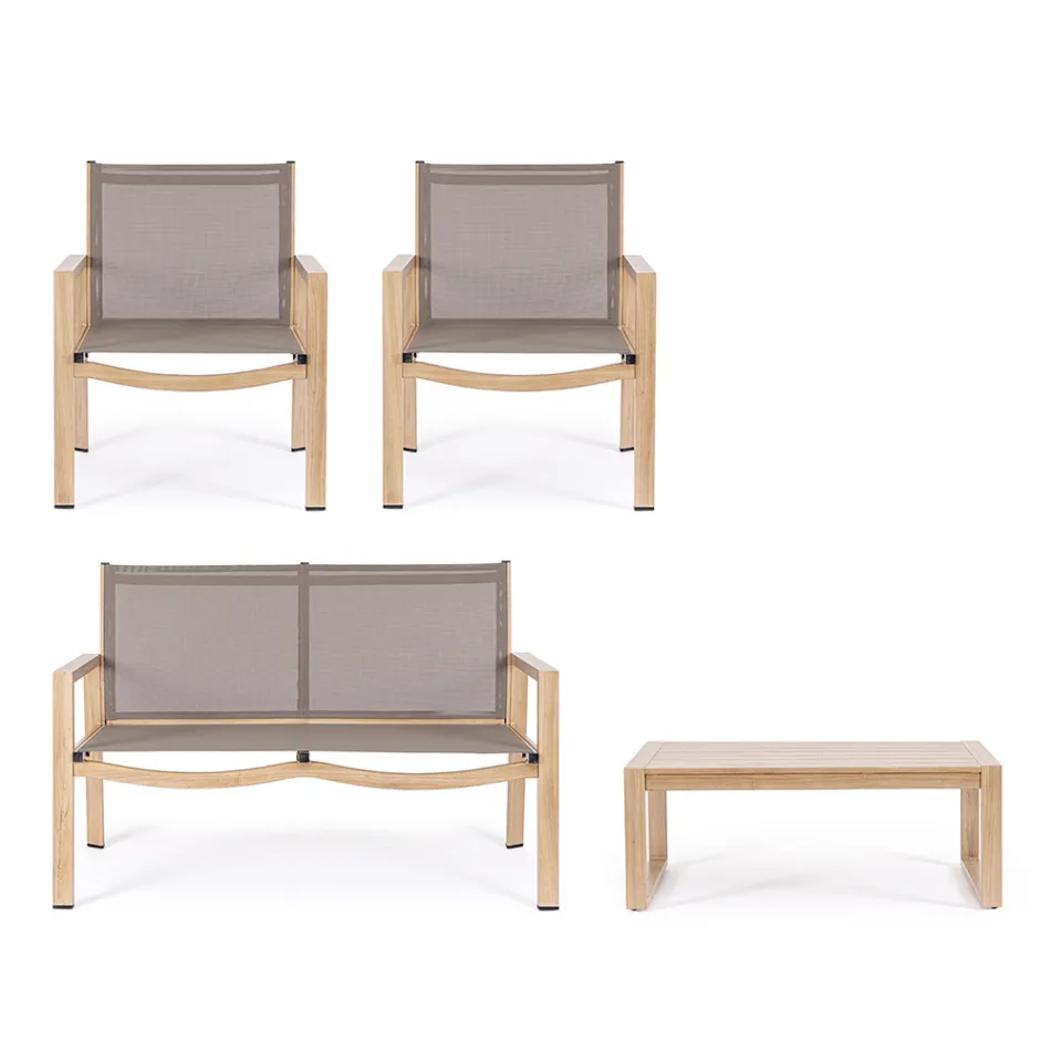 Gartenlounge mit 1 Sofa, 2 Sesseln und 1 Couchtisch - Plan Viadurini