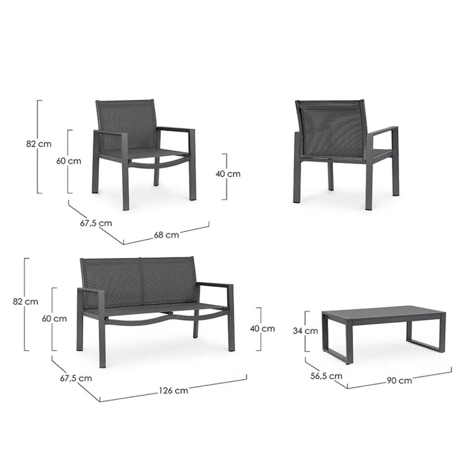 Gartenlounge mit 1 Sofa, 2 Sesseln und 1 Couchtisch - Plan Viadurini