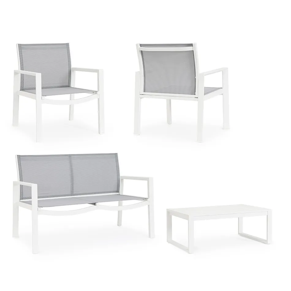 Gartenlounge mit 1 Sofa, 2 Sesseln und 1 Couchtisch - Plan Viadurini