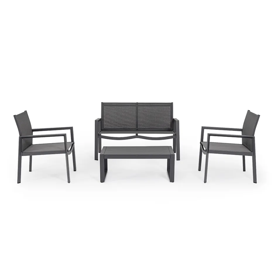 Gartenlounge mit 1 Sofa, 2 Sesseln und 1 Couchtisch - Plan Viadurini