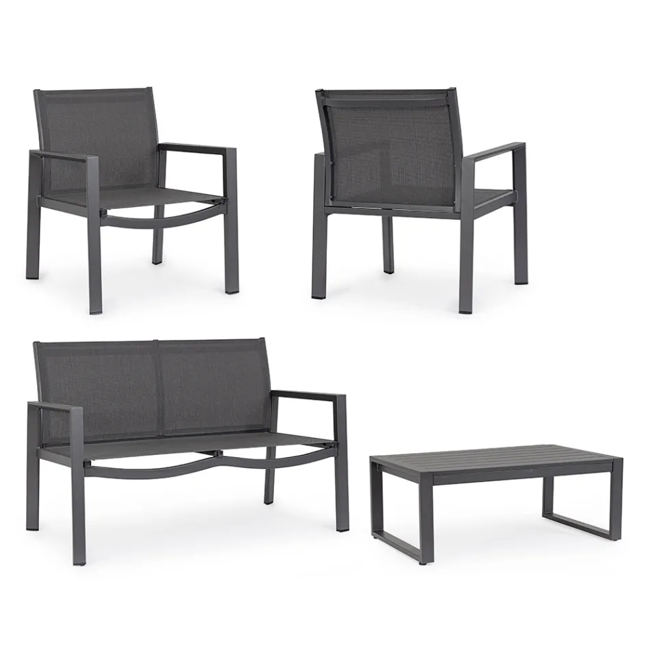 Gartenlounge mit 1 Sofa, 2 Sesseln und 1 Couchtisch - Plan Viadurini