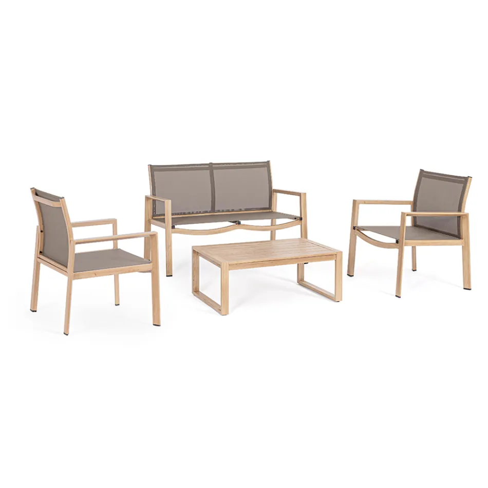 Gartenlounge mit 1 Sofa, 2 Sesseln und 1 Couchtisch - Plan Viadurini