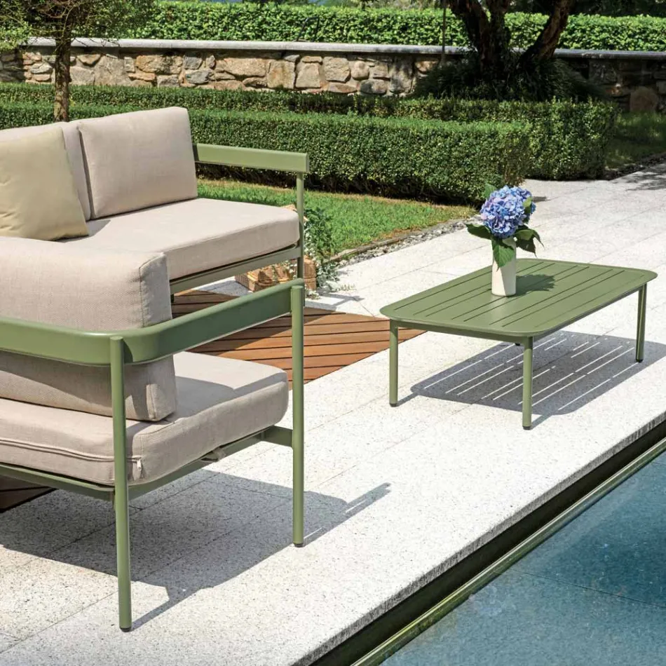 Gartenlounge mit 2 Sofas und 1 Aluminium-Couchtisch - Daisy Viadurini