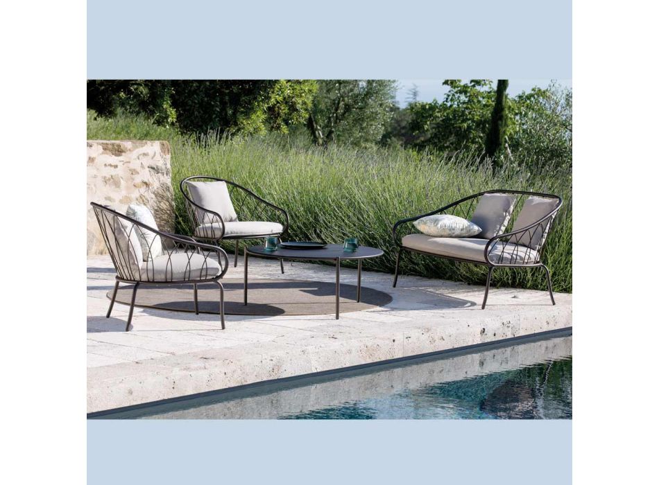 Gartenlounge mit 2 Sesseln und 1 2-Sitzer-Sofa Made in Italy - Fontana Viadurini
