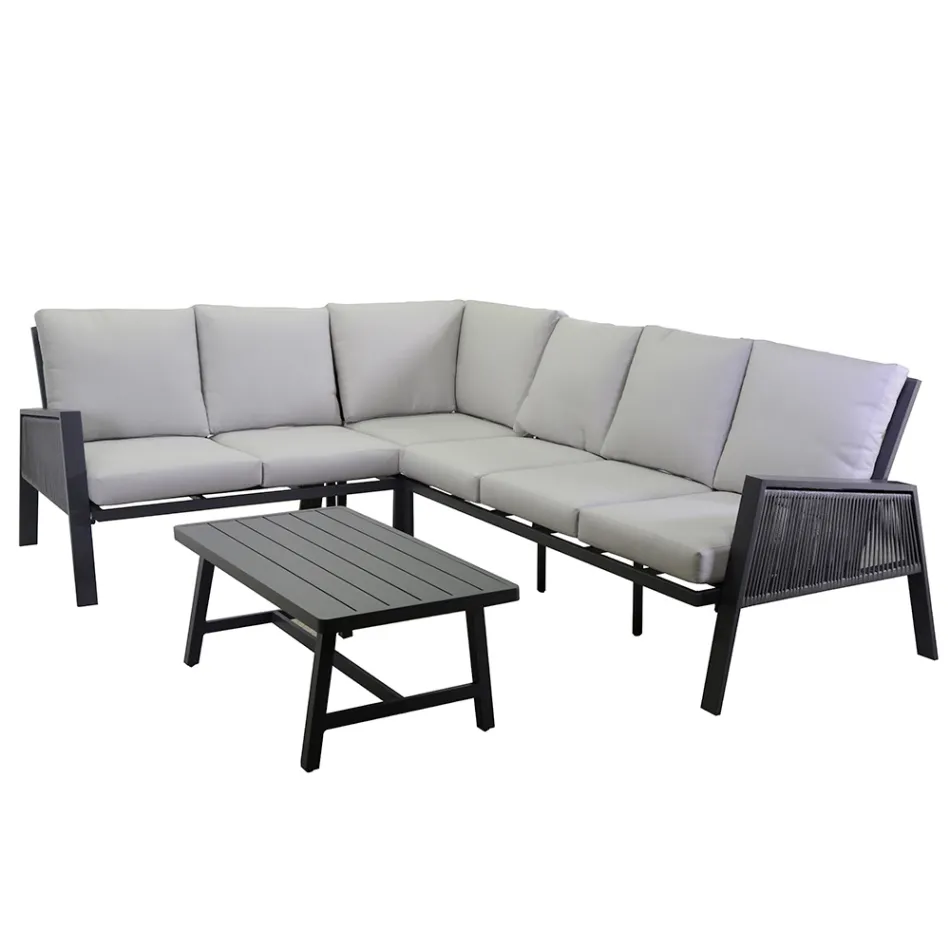 Gartenlounge mit Sofa und Couchtisch aus Aluminium - Label Viadurini