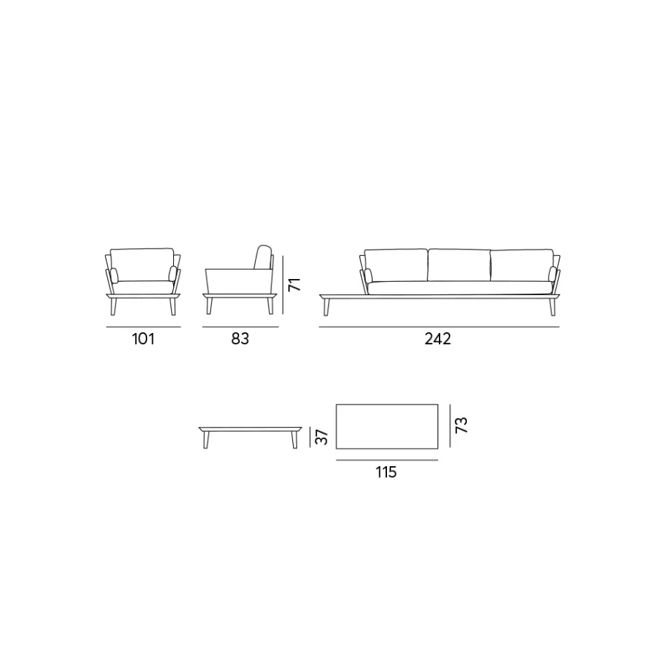 Garden Lounge mit anthrazitgrauer Aluminiumstruktur - Fouquer Viadurini
