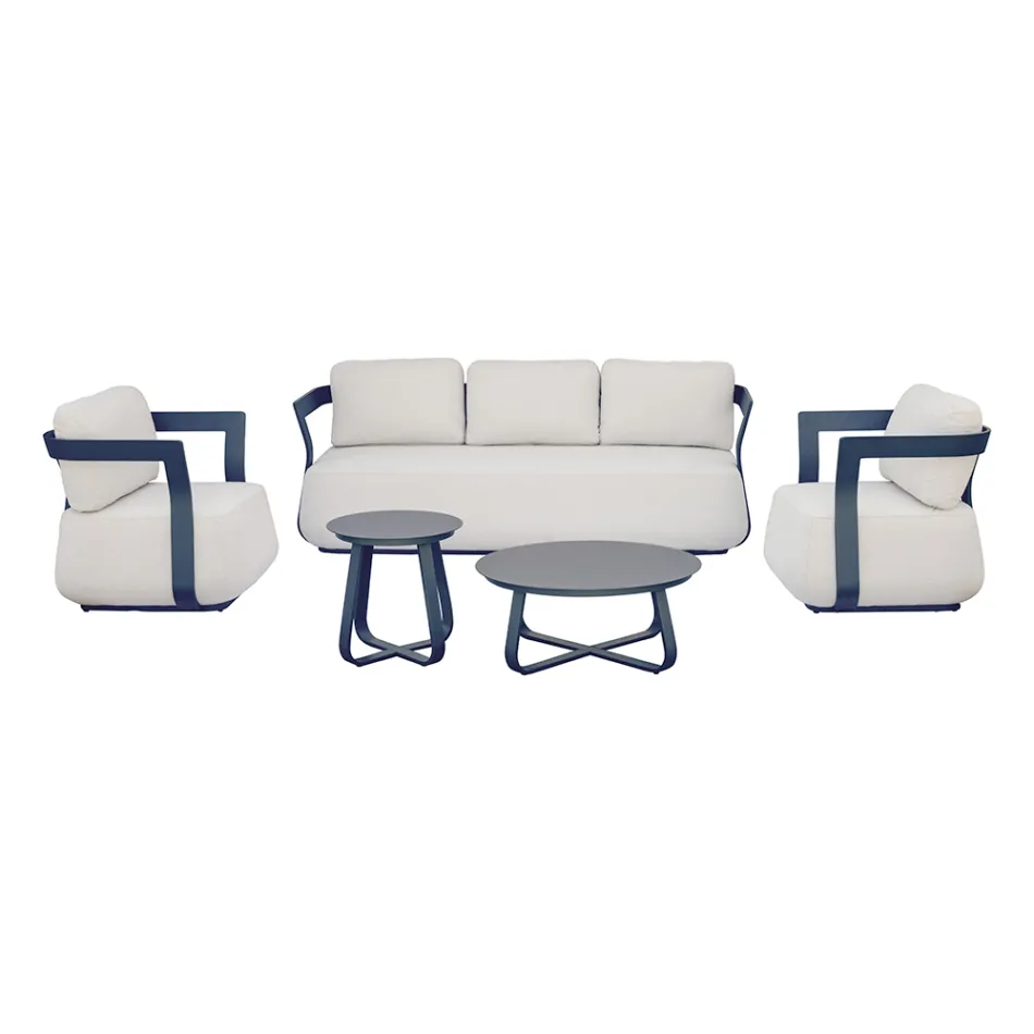Gartenlounge-Set aus Aluminium und 2 Couchtische aus Aluminium - Brisa Viadurini