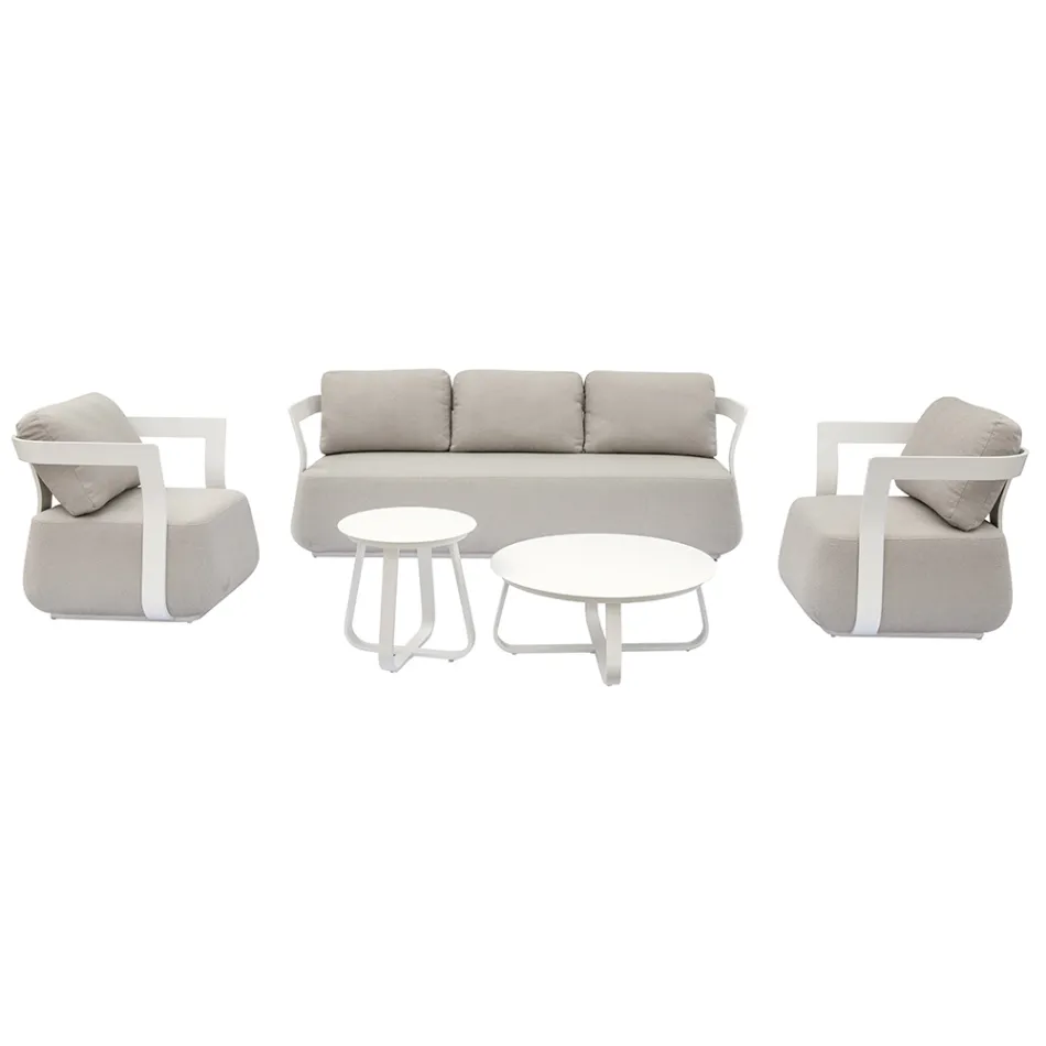 Gartenlounge-Set aus Aluminium und 2 Couchtische aus Aluminium - Brisa Viadurini