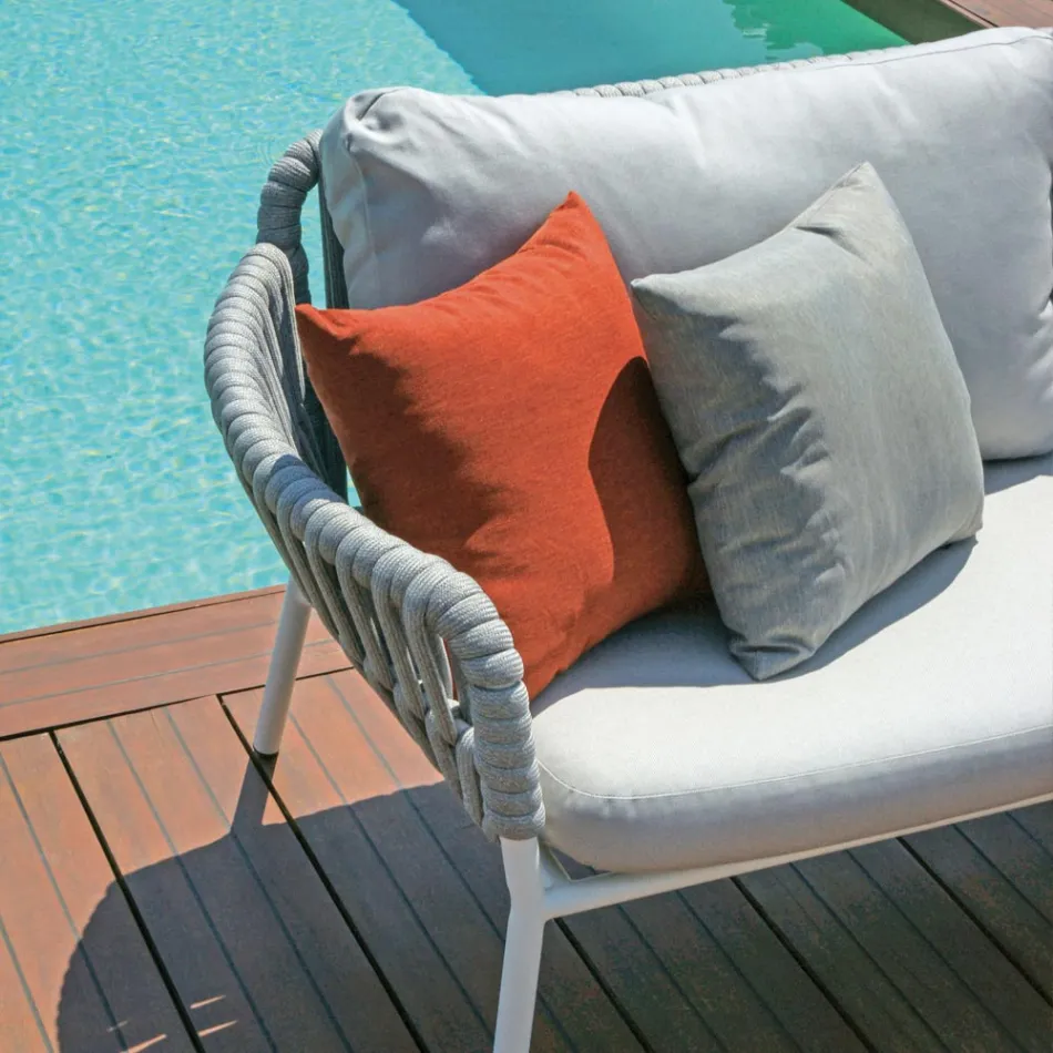 Gartenlounge aus Aluminium und Seil mit Couchtisch - Dingo Viadurini