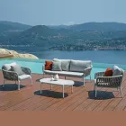 Gartenlounge aus Aluminium und Seil mit Couchtisch - Dingo Viadurini