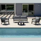 Smeria Garten-Lounge-Set aus Aluminium und gewebtem Seil mit Kissen Viadurini