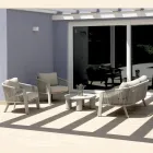 Smeria Garten-Lounge-Set aus Aluminium und gewebtem Seil mit Kissen Viadurini
