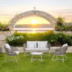 Gartenlounge aus Aluminium und Seilgeflecht - Alcor Viadurini