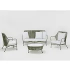 Gartenlounge aus Aluminium und Seilgeflecht - Asteria Viadurini