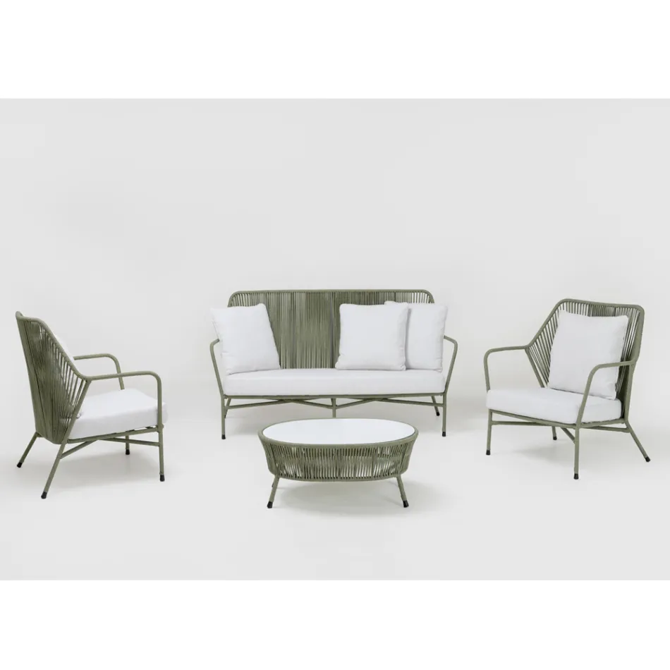 Gartenlounge aus Aluminium und Seilgeflecht - Asteria Viadurini