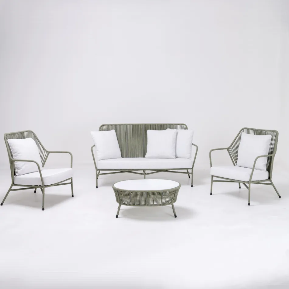 Gartenlounge aus Aluminium und Seilgeflecht - Asteria Viadurini