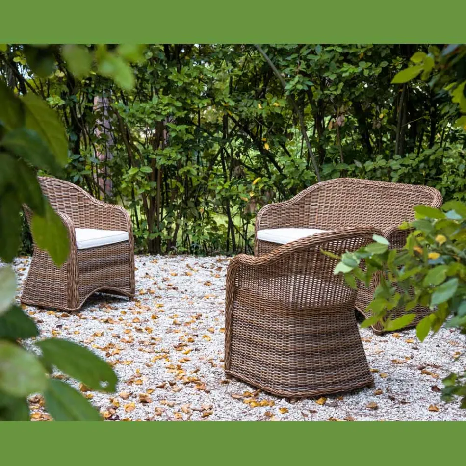 Gartenlounge aus Aluminium und Polyrattan Geflecht - Melina Viadurini