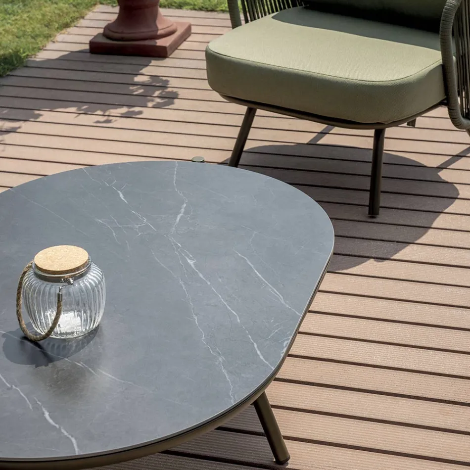 Rotes oder grünes Aluminium-Garten-Wohnzimmer - Regalrise Viadurini