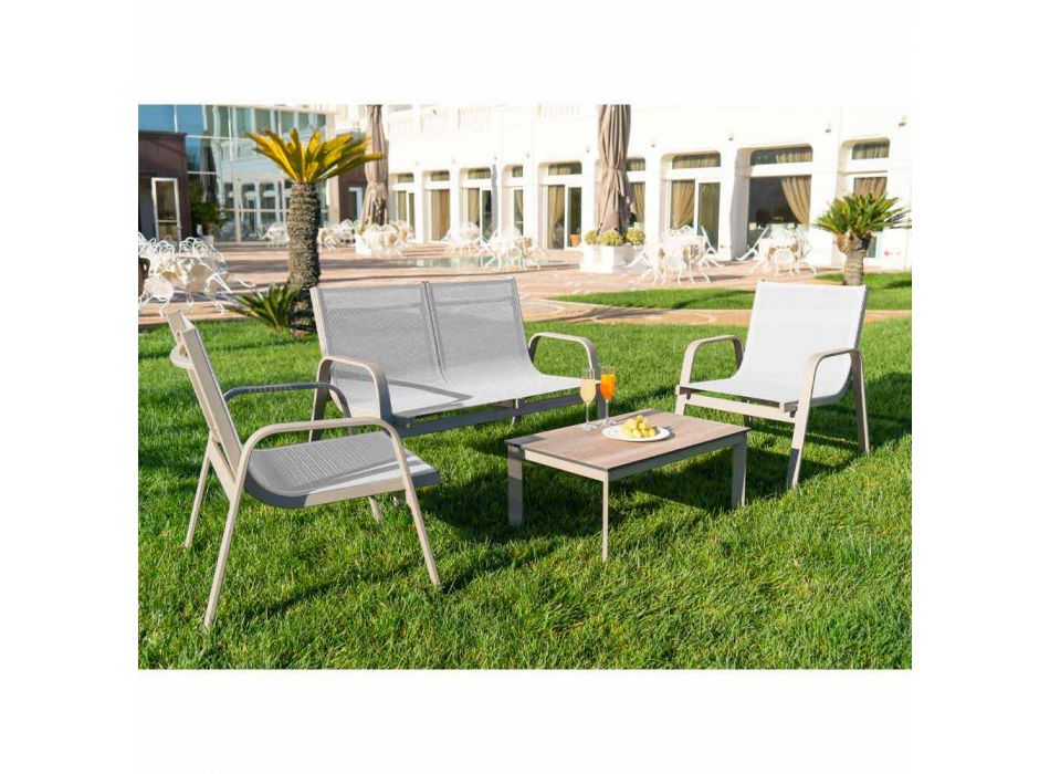 Garden Lounge aus Aluminium, Canvas und wertvollem HPL Made in Italy - Atollo Viadurini