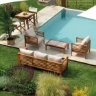 Garten Lounge Set aus geöltem Akazienholz Naturfarbe - Technisch Viadurini