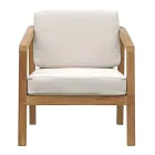 FSC-zertifiziertes Teak-Gartenmöbelset mit ecrufarbenen Kissen – Caresa Viadurini