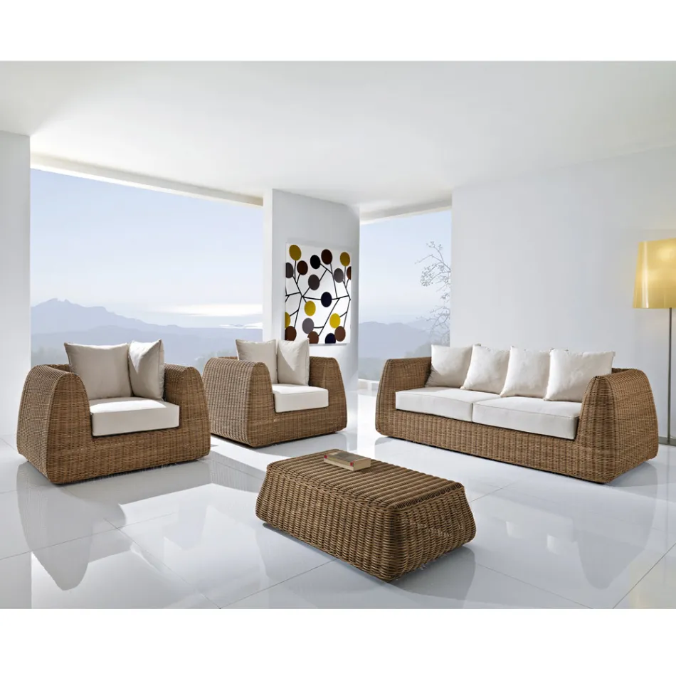 Handgewebtes Gartenset aus Polyrattan – Charlie Viadurini