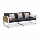 Outdoor Lounge 3-Sitzer-Sofa aus Aluminium und Teakholz, 2 Sessel und Couchtisch - Hatice Viadurini