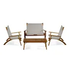 Wohnzimmer aus geöltem Akazienholz in Naturfarbe und Stoff - Bottega Viadurini