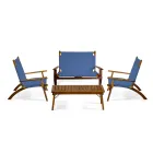 Wohnzimmer aus geöltem Akazienholz in Naturfarbe und Stoff - Bottega Viadurini