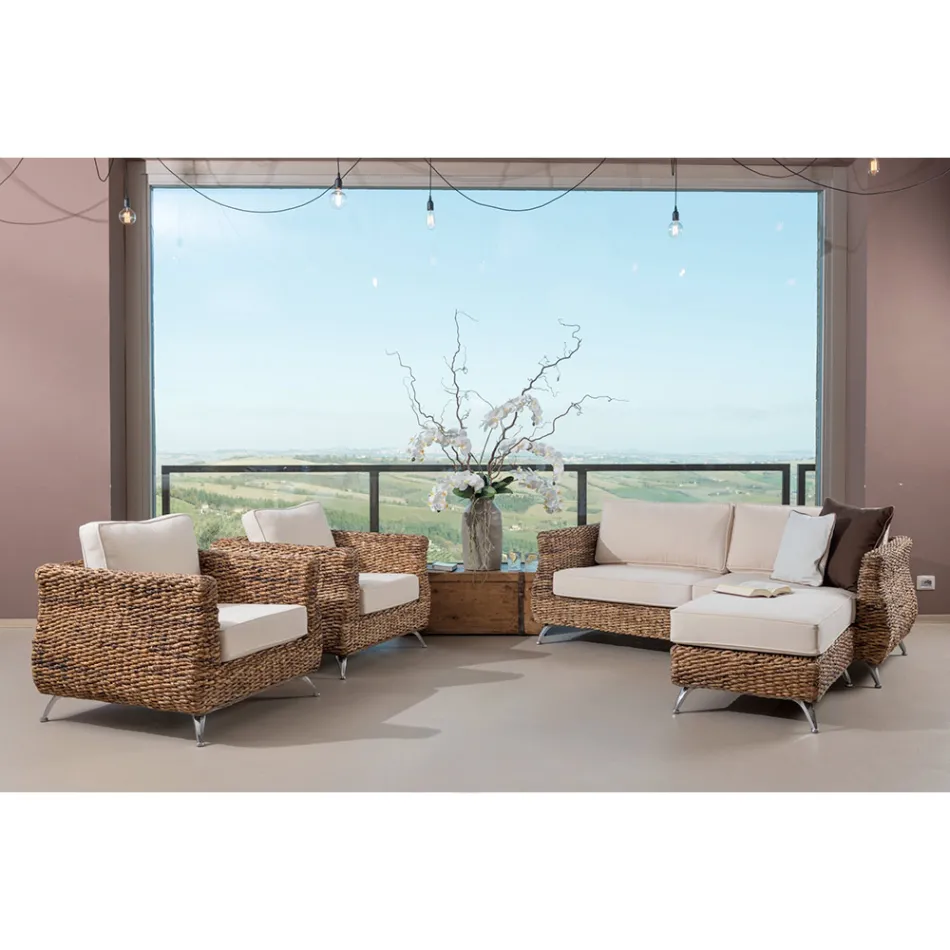 Wohnzimmer im Freien in Bananenweberei mit Kissen - Legolas Viadurini