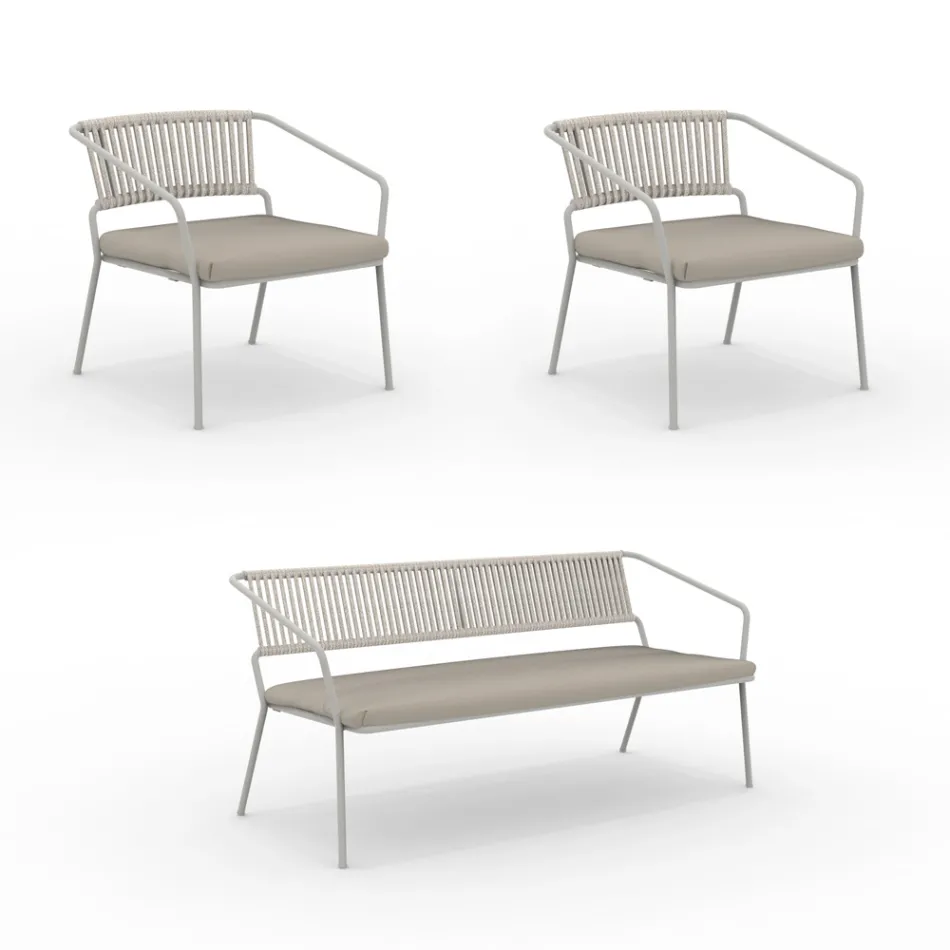 Gartenlounge mit Sesseln und Metallsofa Made in Italy - Prato Viadurini