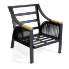 Wohnzimmer aus Aluminium mit Armlehnen aus brasilianischem Teakholz - Tagebuch Viadurini