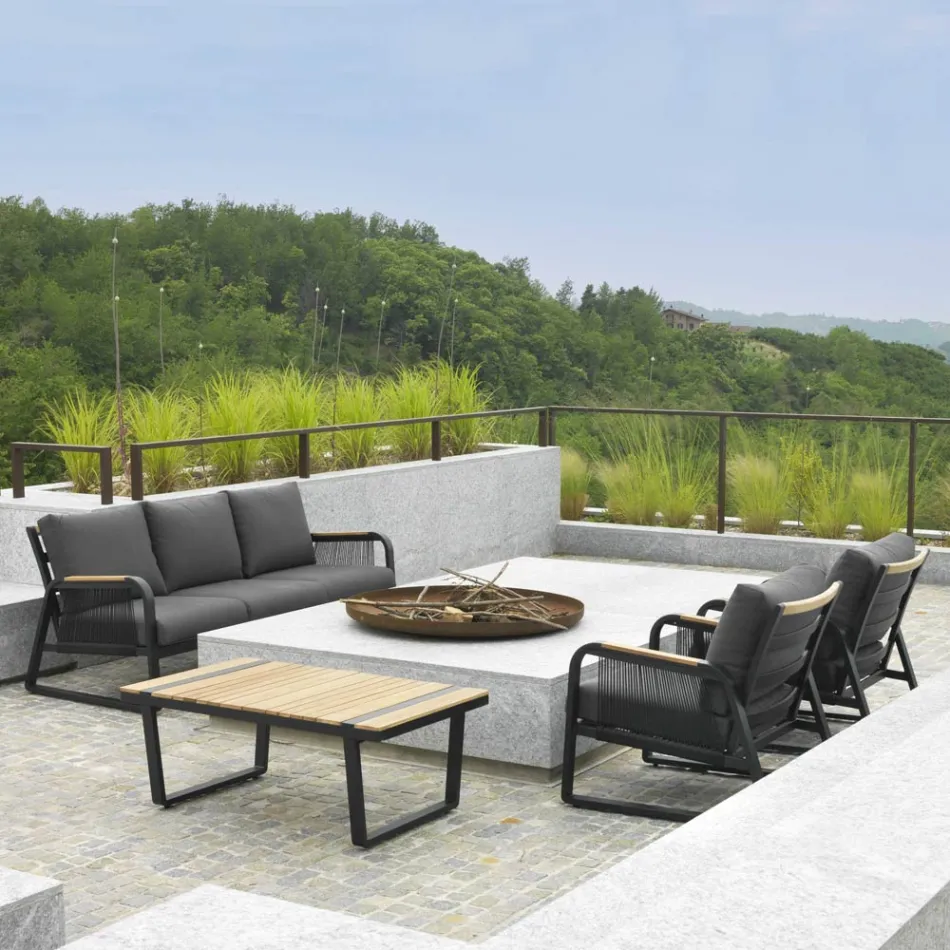 Wohnzimmer aus Aluminium mit Details aus brasilianischem Teakholz - Tagebuch Viadurini