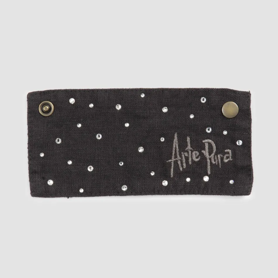 Abtropfschale aus weißem oder schwarzem Leinen mit Stickerei und Kristallen, 2 Stück – Salvino Viadurini