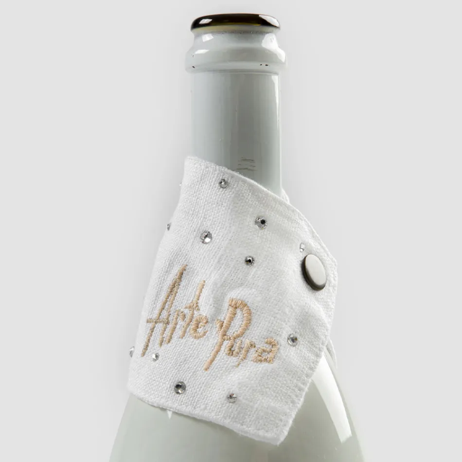 Abtropfschale aus weißem oder schwarzem Leinen mit Stickerei und Kristallen, 2 Stück – Salvino Viadurini