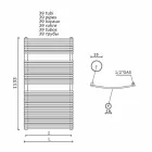 Hydraulischer Badhandtuchwärmer mit vertikalem Design aus Stahl 1013 W - Griffin Viadurini