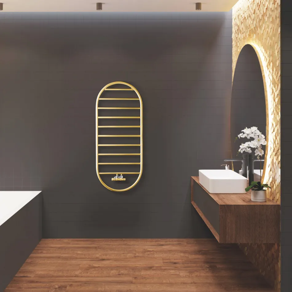 „Tutto Tondo Slim“ Design-Handtuchwärmer aus Stahl Made in Italy - Glatt Viadurini