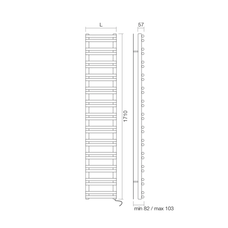 Elektrischer Handtuchwärmer mit horizontalen Elementen, hergestellt in Italien – Amaretti Viadurini