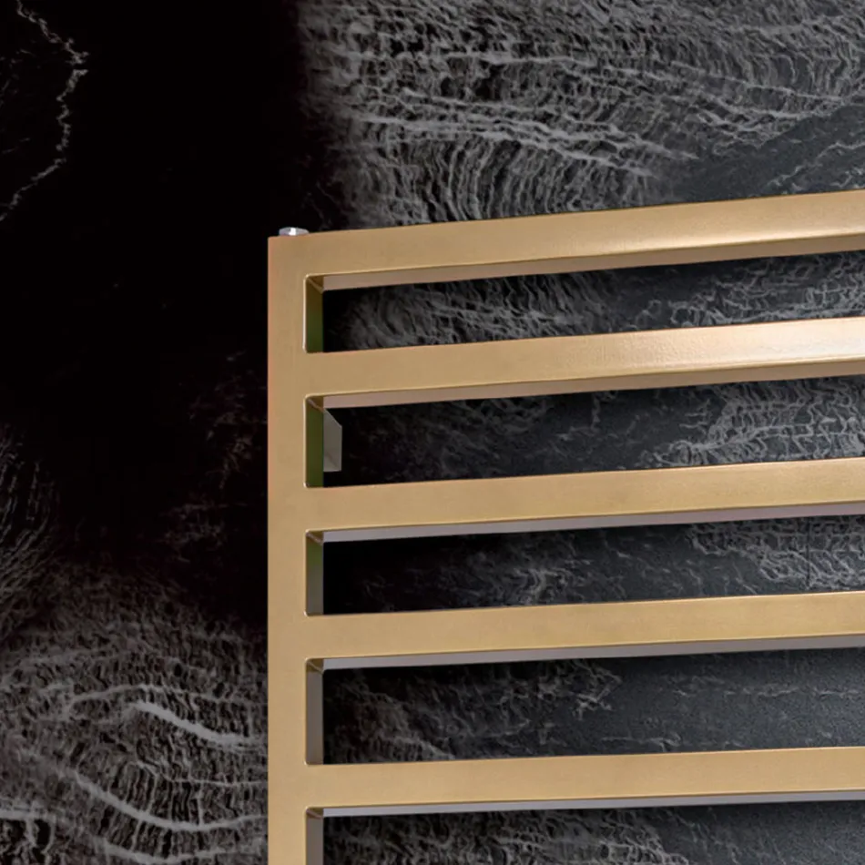 Elektrischer Handtuchwärmer mit einfachen Linien aus Stahl, hergestellt in Italien – Pistazie Viadurini