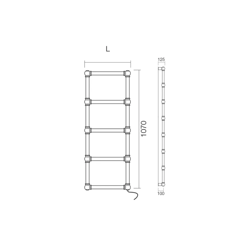 Elektrischer Handtuchwärmer aus Messing mit Verbindungskugeln, hergestellt in Italien – Ricotta Viadurini