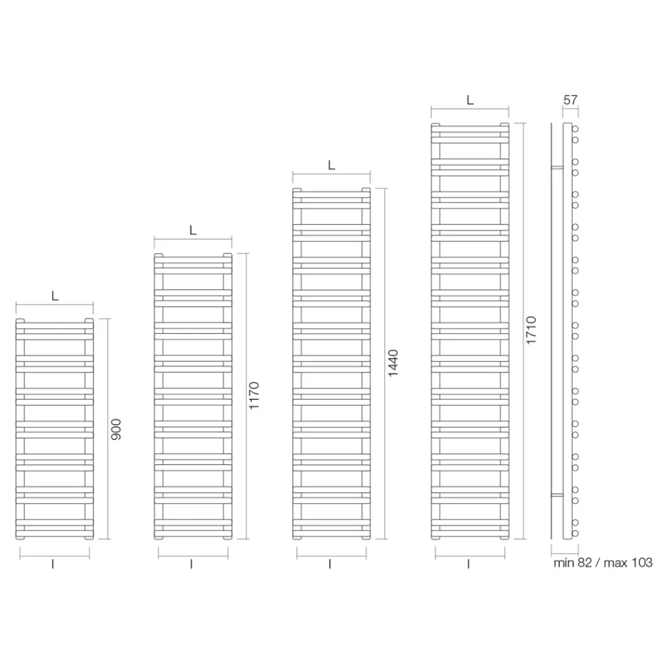 Amaretti Hydraulischer Handtuchwärmer mit horizontalen Heizelementen, hergestellt in Italien Viadurini