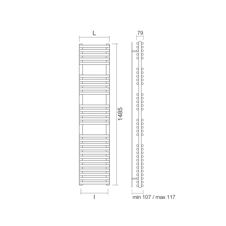 Gemischter Handtuchwärmer mit 4 Reihen horizontaler Elemente, hergestellt in Italien – Meringue Viadurini