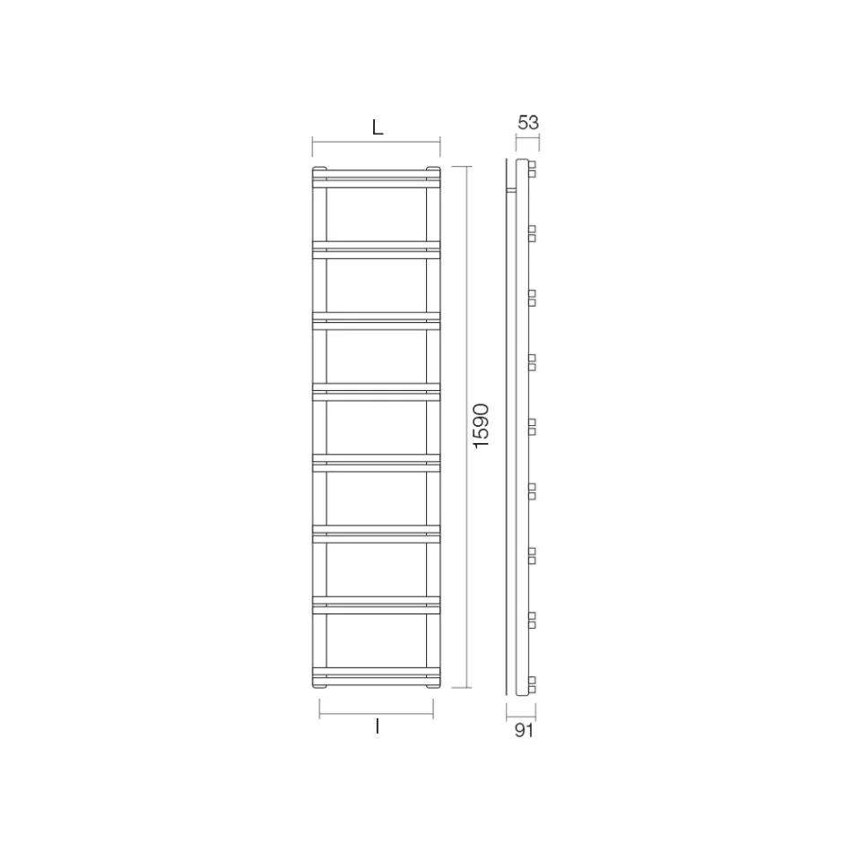 Gemischter Handtuchwärmer mit vertikalen Verteilern, hergestellt in Italien – Ingwer Viadurini
