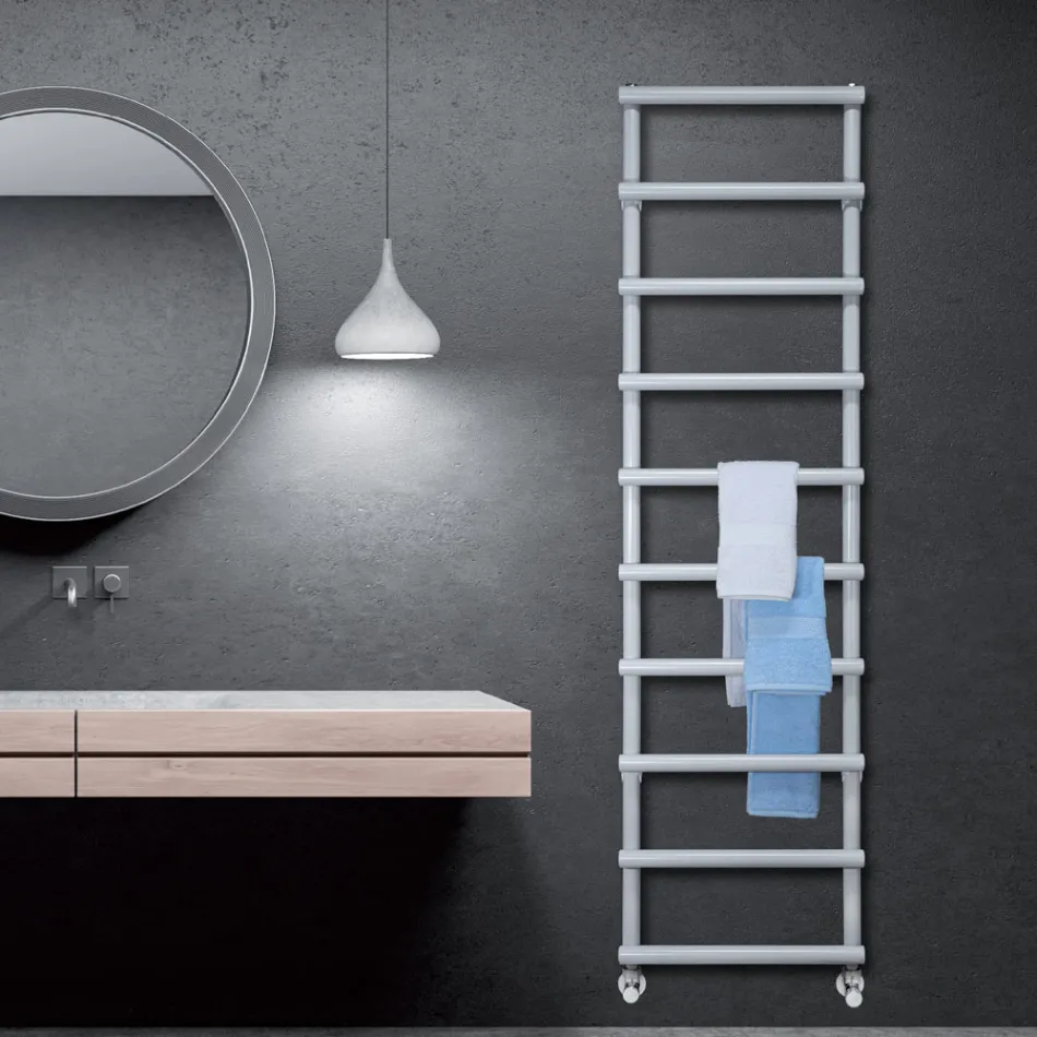 Gemischter Handtuchwärmer mit kreisförmigen Elementen, hergestellt in Italien – Erdbeere Viadurini